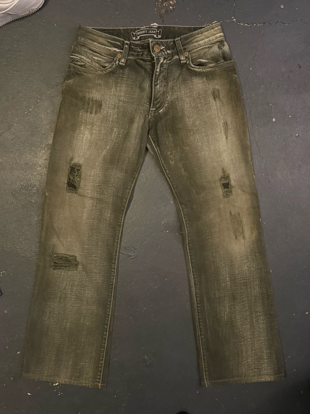 Men's Distressed Grey Robin’s Jean Bootcut Jeans